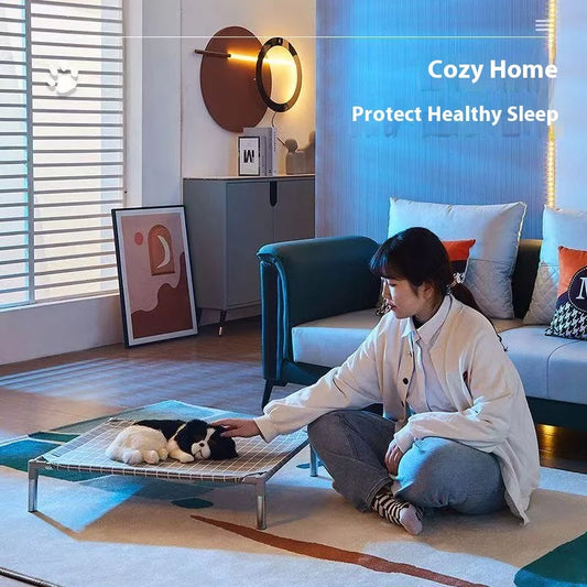 Elevated Pet Cot Stainless Steel Frame - All Season Military Dog Bed Removable Washable Off Ground for Small Pets