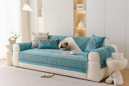 Chenille Sofa Cover Anti-slip Geometric Couch Slipcover Winter Warm ArmChair Protector for Living Room 1/2/3/4 Seater L Shaped