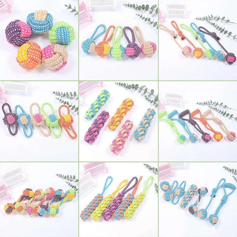 Mini Dog Toys Interactive Cotton Rope Chew Ball Toothbrush Puppy Toy for Teething Large Small Dogs Pet Accessories