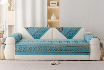 Chenille Sofa Cover Anti-slip Geometric Couch Slipcover Winter Warm ArmChair Protector for Living Room 1/2/3/4 Seater L Shaped