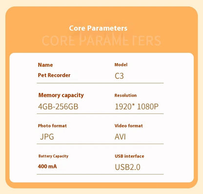 Waterproof Mini Body Camera for Dogs Cats, Outdoor Adventures Pet Camera Cam Smart Collar HD 1080P WiFi App with Video Recording