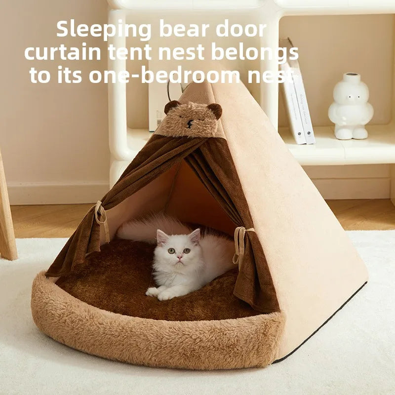 All Season Semi Enclosed Cat Dog Pet House Warm Winter Tent Shelter Wholesale Cat House Cat Accessories Cat's Nest Keeps Warm