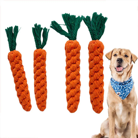 Carrot Dog Bite Rope Toy – Durable Braided Cotton Molar Chew for Puppies & All Breeds - Pet Suppie