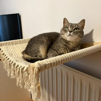 Wooden Cat Tree Tower Cat Wall Furniture Climbing Shelves Perches Sisal Scratcher Hammock Steps and Ladder Indoor Cats Walk Gym