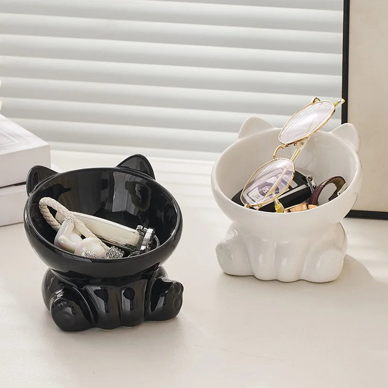 Cat Bowl Pet Accessories Ceramic Diagonal High Feet Cute Protection Cervical Spine Dog Bowl Drink Water Bowl Pet Supplies