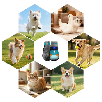 Pet Shoes Anti-Slip Adjustable Pet Boot Glowing Cat Shoes Shiny Boots For Puppy Kitten Summer Outdoor Night Walks Training