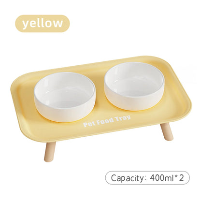 Pet Ceramic Bowl Double-Way Anti-Splash Anti-Flip Cat Dish Neck Protection Dog Bowl Water Bowl Prevent Spill Dog Feeder