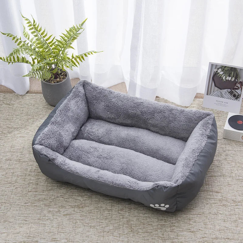 Square Large Dog Bed Soft Cat Sleeping Sofa Winter Warm Basket for Dog Waterproof Dog House for Small Cat Kennel Accessories