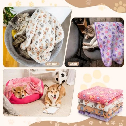 4 Pack Fleece Dog Blankets for Puppy Cats Multi-Size Sleep Mat for Pet Guinea Pig Soft Washable Warm Crate Bed Puppy Teething T