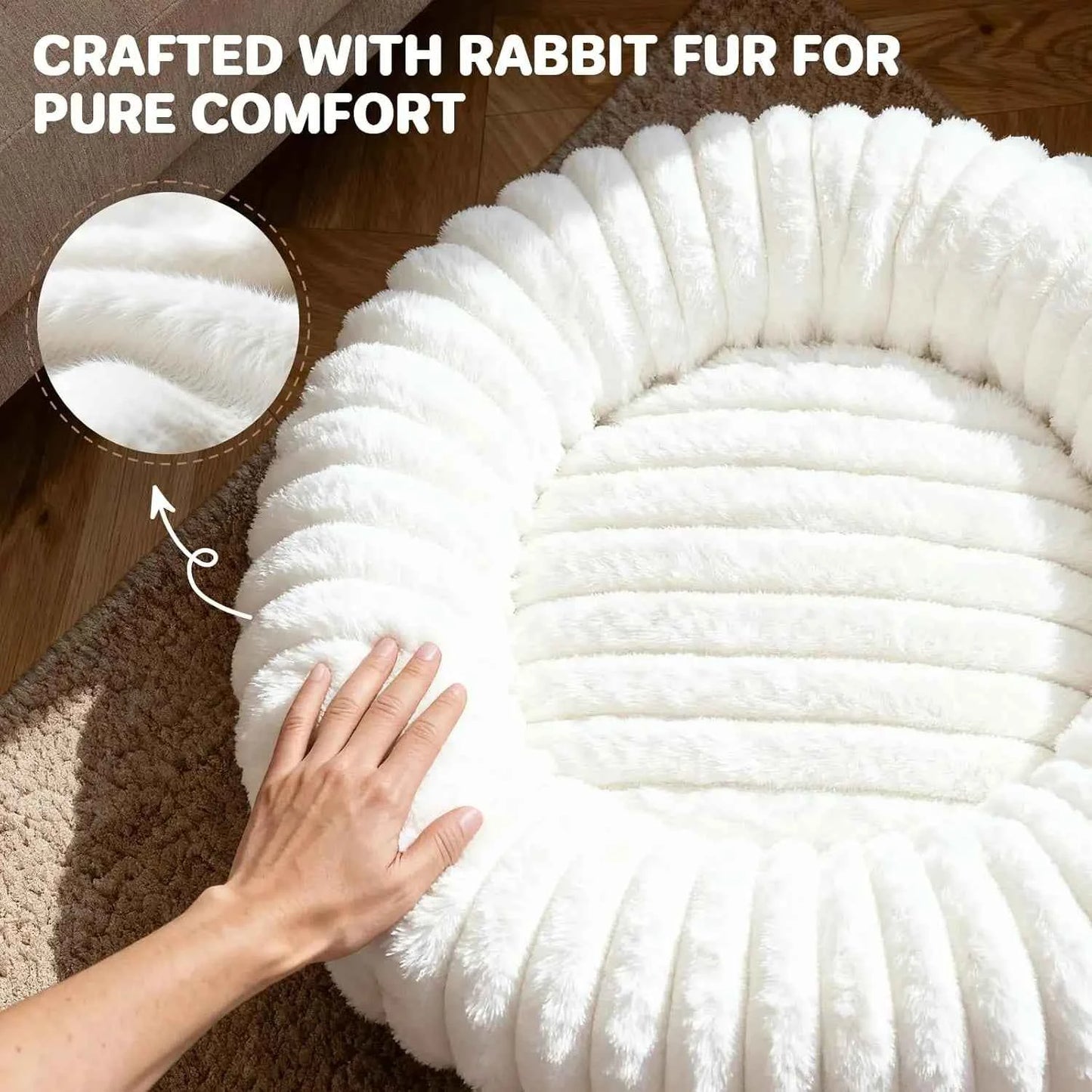 Self-Warming Donut Dog Bed for Large Dogs, Removable Cover, Egg Tart Design, Cozy Winter Pet Bed