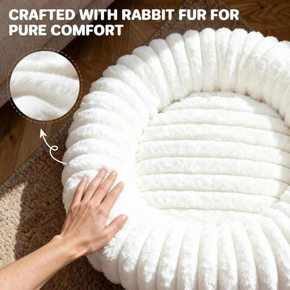 Self-Warming Donut Dog Bed for Large Dogs, Removable Cover, Egg Tart Design, Cozy Winter Pet Bed