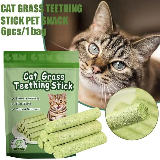 Cat Grass Teeth Grinding Stick – Natural Hairball Removal, Molar & Digestive Aid Snack (30g) - Pet Suppie