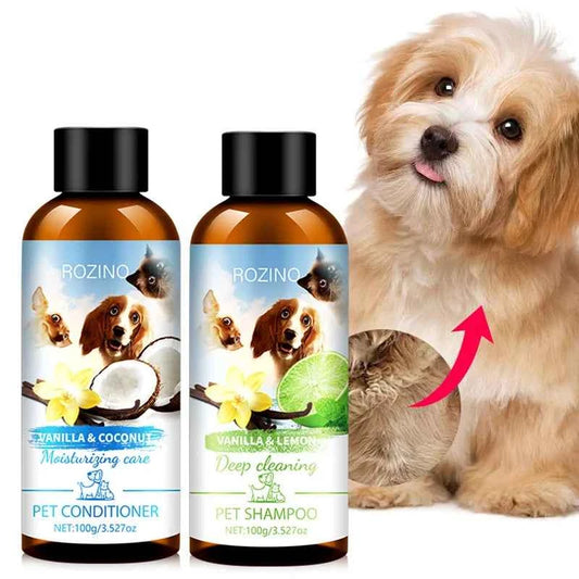 Pet Wash Care Set Shampoo 100ml+Conditioner 100ml Deodorizing Long Lasting Fragrance Cat Dog Shower Gel Pet Cleaning Products