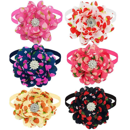 New 50PCS Flower Bowties For Dogs Fashion Dianomd Pet Dog Bow Tie Collar  Dog Pet Grooming Accessories For Small Dogs