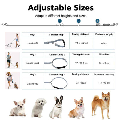 Tivray Hands Free Dog Leash with Sponge Handle 8.5ft Versatile Crossbody Waist Leash with 3 Rings for Puppy Leash for Walking