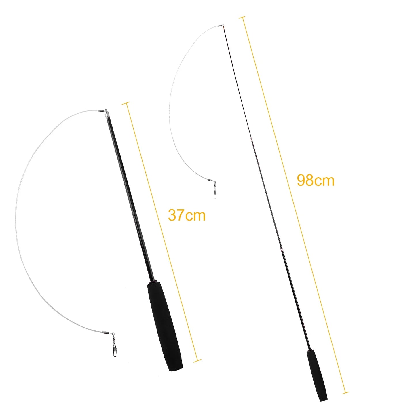Cat Teaser Wands Three-section Telescopic Fishing Pole Wand Kitten Funny Catcher Teaser Stick Rod Interactive Stick Teaser Toys