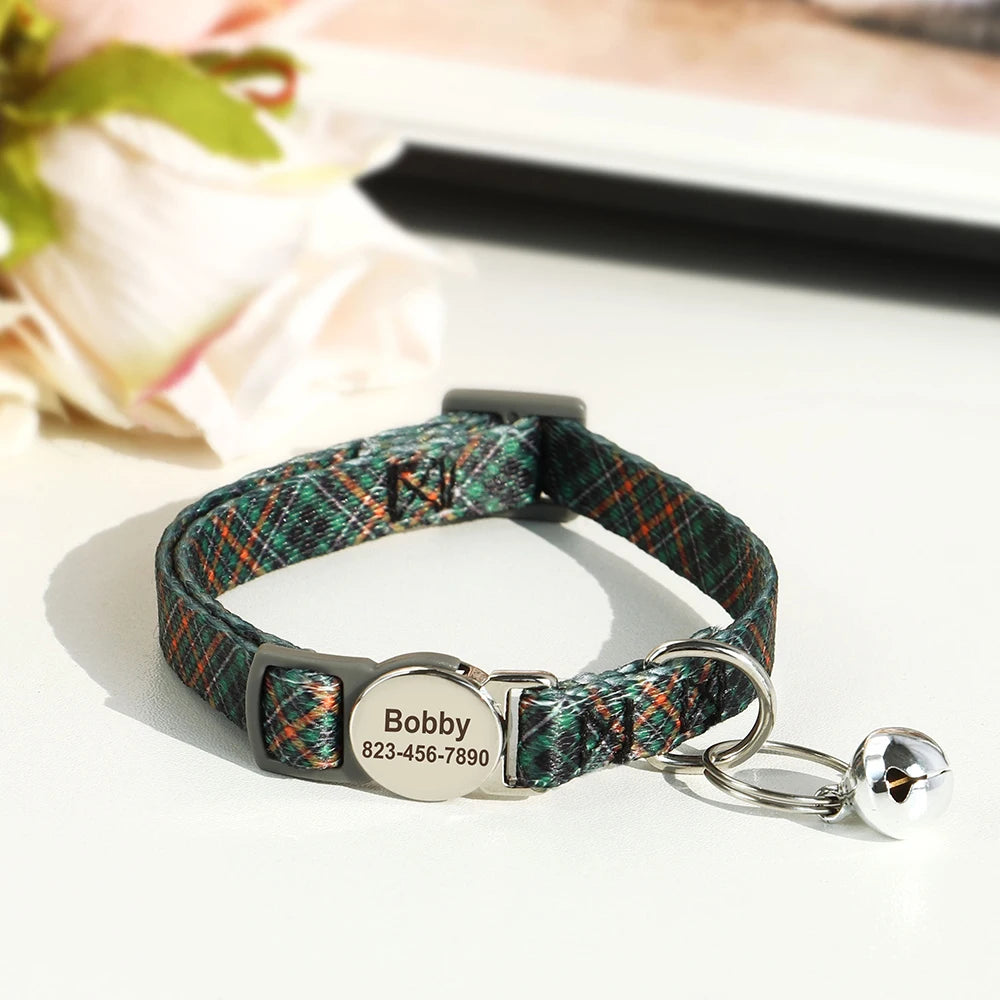 Quick Release Nylon Cat Collar Personalized Puppy Pet Kitten Safety Breakaway Necklace Customizable Adjustable For Cats Puppy