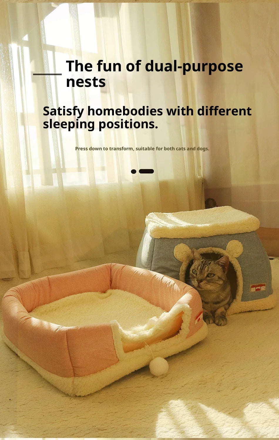 New 360 Degree Fully Enclosed Electric Heating Cat and Dog House Cat Nest Winter Warmth Constant Temperature Cat Beds Blanket