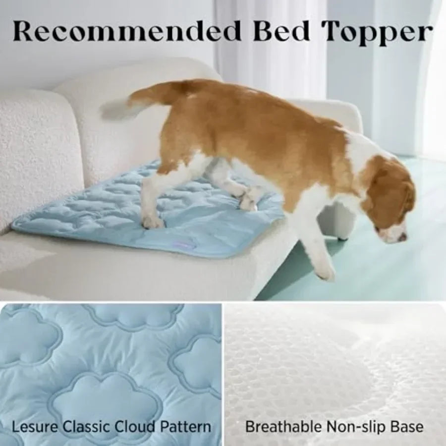 Dog Cooling Mat for Extra Large Dogs XL Breathable Thin Cool Crate Pad with Chill Cold Fiber and Innovative Mesh Bas