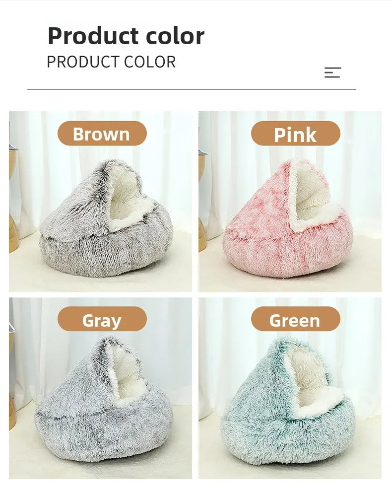 Pet Autumn and Winter Warm Shell Semi-Enclosed Cat Bed Pure Cotton Pet Cat Bed Semi-Enclosed Dog Bed Dog Bed Enclosed Cat Bed