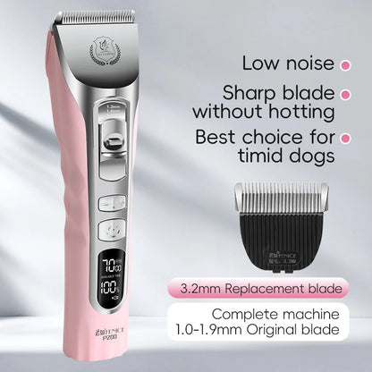 Fenice New Upgrade 5000mA Capacity Cordless LCD Screen Pets Dog Grooming Clippers Rechargeable Haircut Shaver for Trimming Salon
