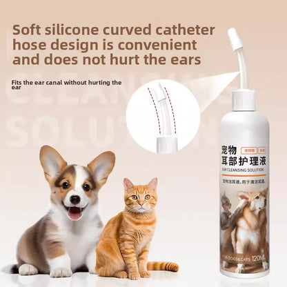 PetClear Pet Ear Care Solution 120ml Ear Cleaner Mite Removal Ear Drops Pet Ear Cleaning Products