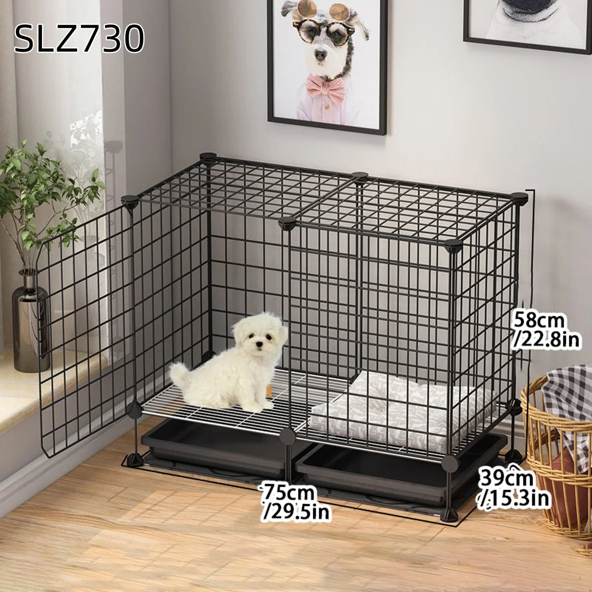 Dog Cage for Medium-Sized Dogs, Small Dogs, Indoor Teacup Dogs, Teddy, Labrador Villa Fence with Toilet, Dog Supplies
