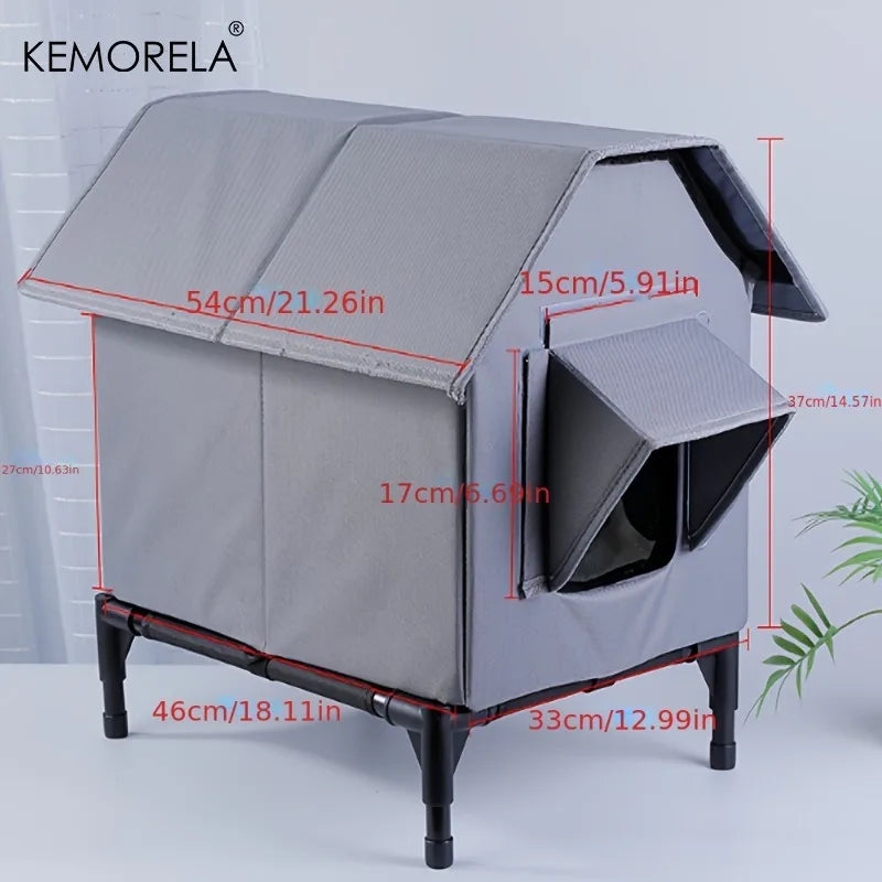 KEMORELA Winter Insulated Outdoor Cat House Foldable Oxford Cloth Warm Mat Shelter Easy Assembly Soft for Cats And Small Dogs