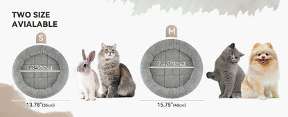ATUBAN Cat Bed for Indoor Cats, Round Cat Bed for Curl Sleep Basic Pet Mat Wahable Bed for Small Puppy Cats Rabbit, Medium