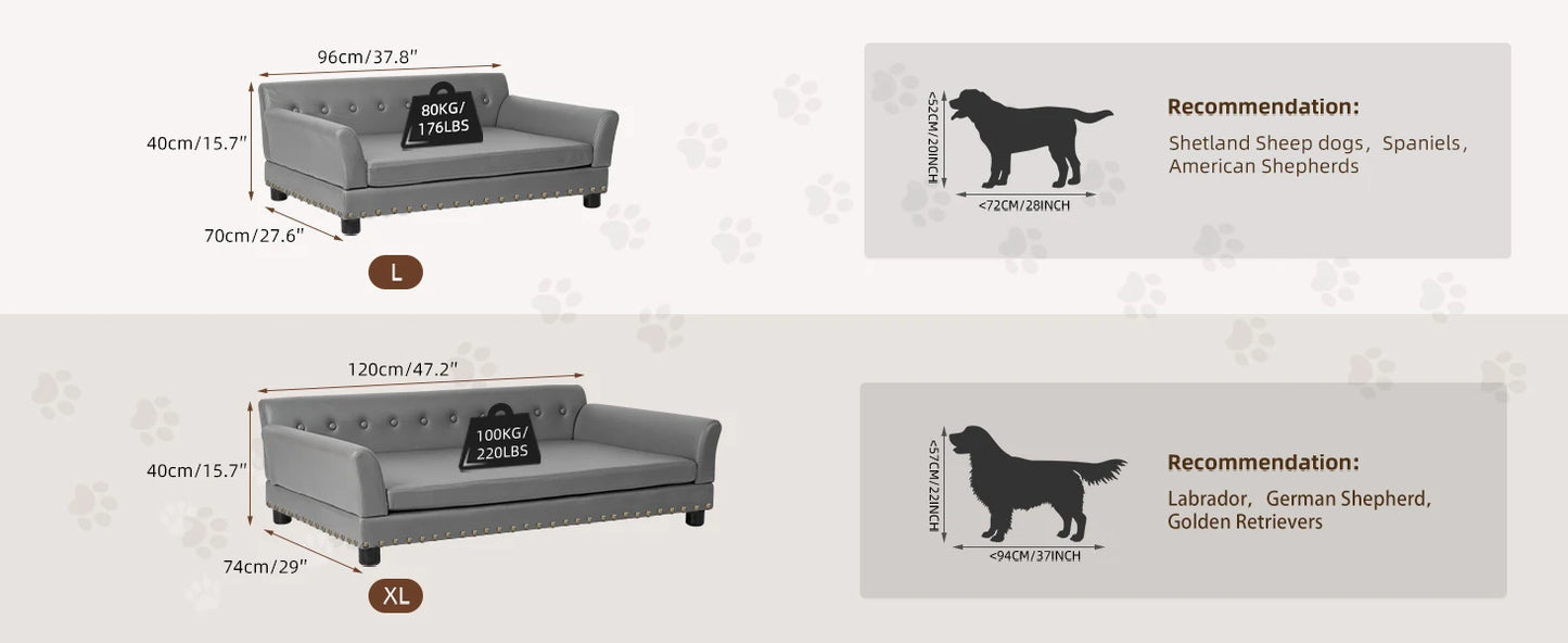 BINGOPAW Rectangle Pet Bed for Medium and Large Dogs, Durable Elevated Dog Sofa Bed, Comfortable Dog Couch, Modern Dog Sofa
