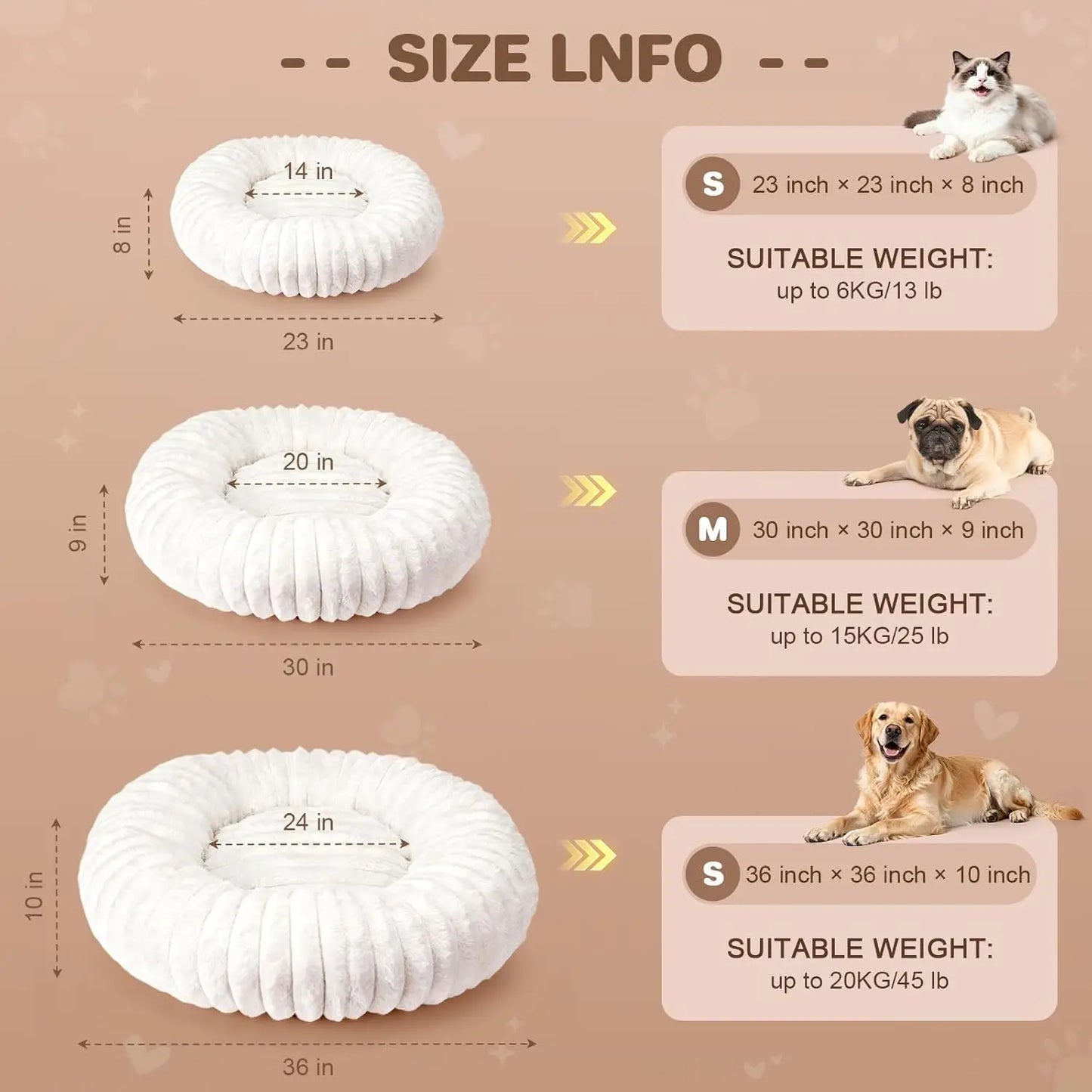 Self-Warming Donut Dog Bed for Large Dogs, Removable Cover, Egg Tart Design, Cozy Winter Pet Bed