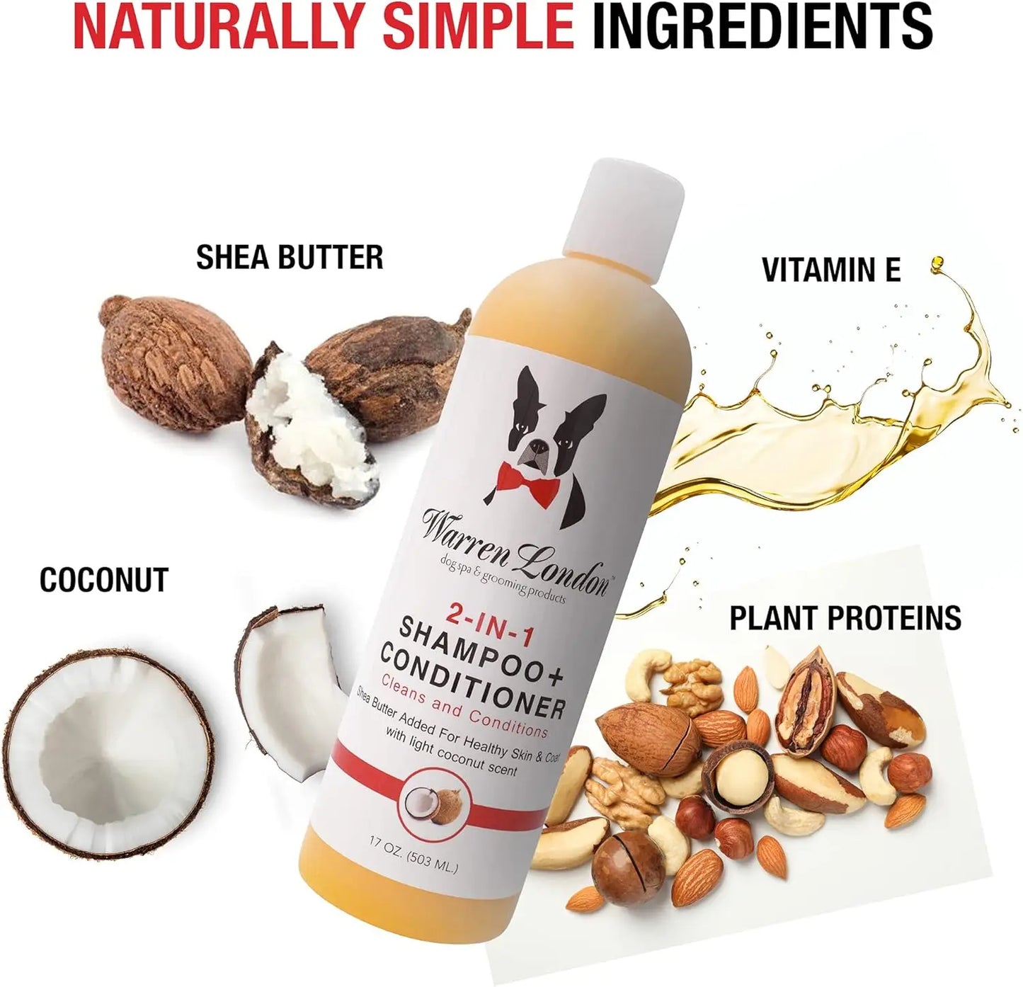 2-in-1 Pet Shampoo & Conditioner for Dogs & Cats | Soothes Dry Itchy Skin | Dandruff Control | 17oz | Made in USA