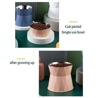 Pet supplies cat food bowl raised pet puppy feeder water bowl stainless steel cat water feed dish pet eating cat