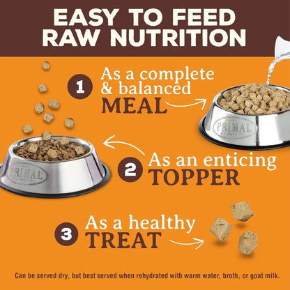 Primal Freeze Dried Dog Food Pronto Mini Nuggets Beef; Scoop and Serve Complete and Balanced Meal; Also Use as Topper or Treat;