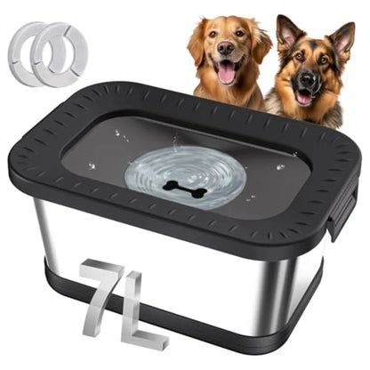 Stainless Steel Dog Water Bowl, No Spill Anti-Splash Dog Bowls with XXL Silicone Mat, Spill-Proof Slow Feeder for Messy Drinker