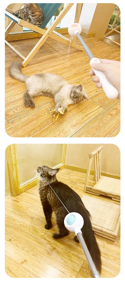 Gravity Cat Wand Interactive Feline Toy Self Play Feather Bell  Catnip Kitten Entertainment Pet Accessory Playtime Wand Fun Toy