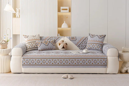 Chenille Sofa Cover Anti-slip Geometric Couch Slipcover Winter Warm ArmChair Protector for Living Room 1/2/3/4 Seater L Shaped