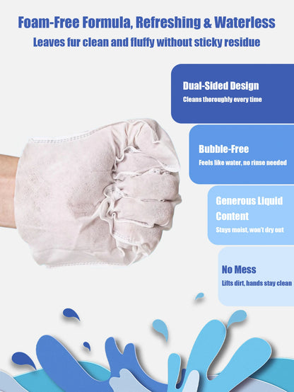 12 Pcs Pet Cleaning Gloves Waterless Bath Deodorizing Wipes Reusable Wash Mitts for Grooming Cats And Dogs Home Travel Use