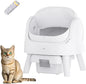 Automatic Top-Opening Multi-Cat Litter Box with Safety Features, Mat & Liner Included, White