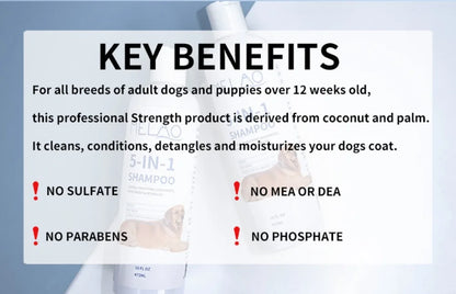 ATUBAN 16 floz 5 in 1 Dog Shampoo for Itchy Skin - Sensitive Skin Dog Shampoo for Smelly Dogs - Dog Shampoos & Conditioners