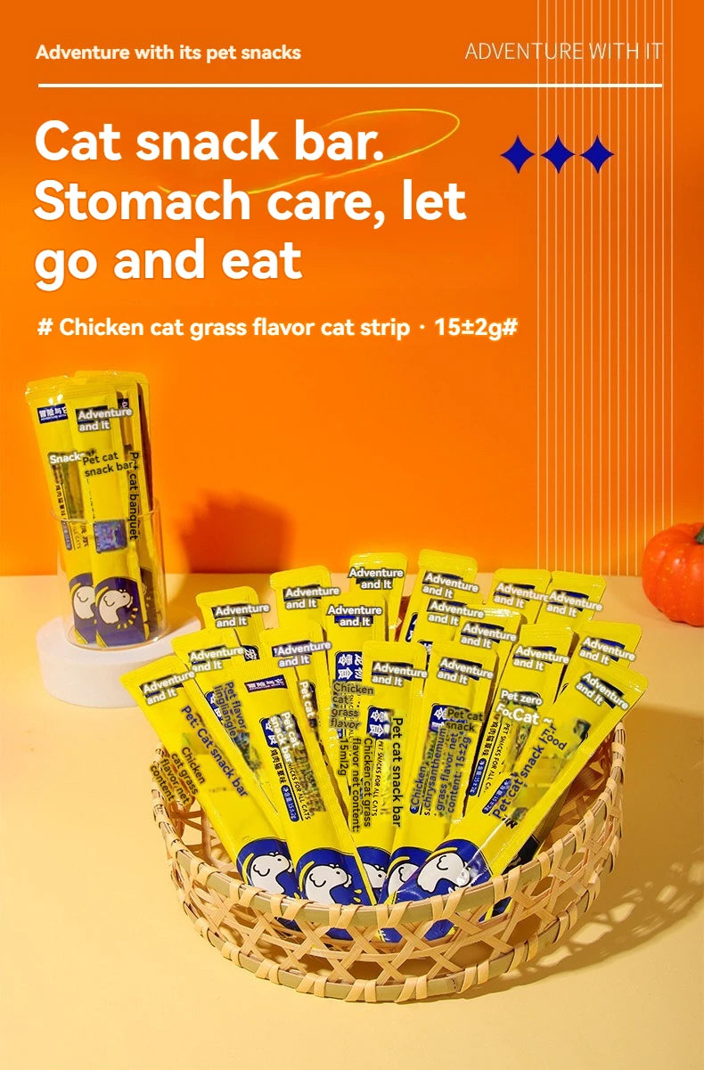 Cat grass cat strips chicken flavor cat snacks 15 grams per adult cat kitten nutrition supplement cat strips cat wet food