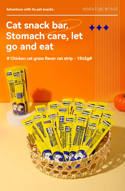 Cat grass cat strips chicken flavor cat snacks 15 grams per adult cat kitten nutrition supplement cat strips cat wet food