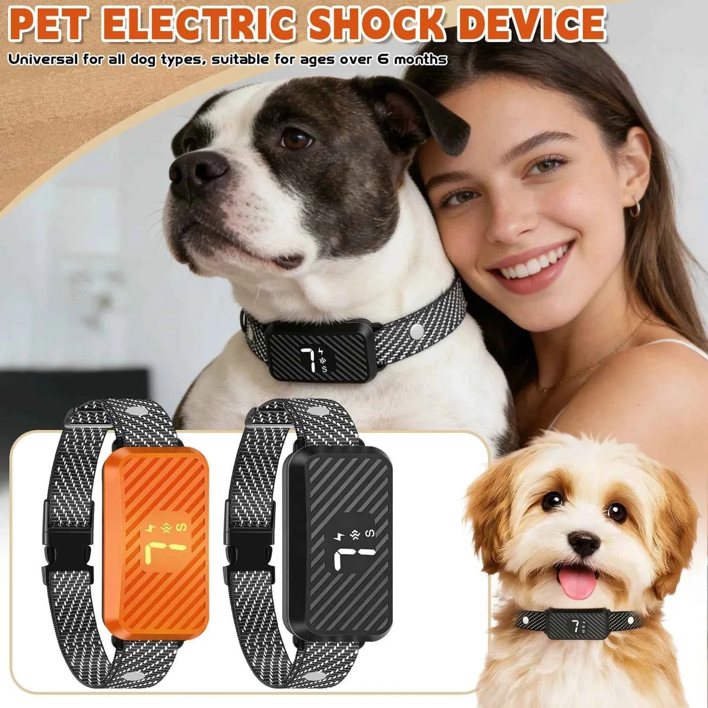 Smart Anti-Bark Dog Collar with Digital Screen, Automatic Bark Detection, Precise Control and Gentle Training Modes for Dogs