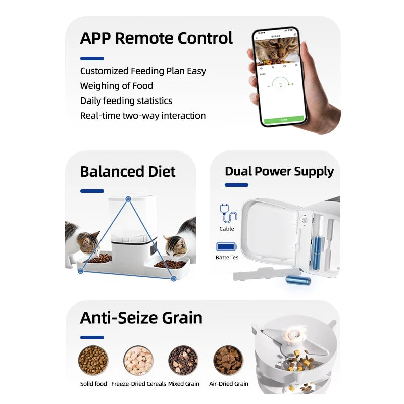 Automatic pet feeder 6L capacity smart timer Tuya control food dispenser with stainless steel bowl dog and cat feeding supplies