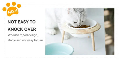 Cat Supplies Food Water Bowl Pet High Foot Feeding Dish Cats Dogs Ceramics Feeder Elevated Cat Ceramic Bowls Height Adjustable