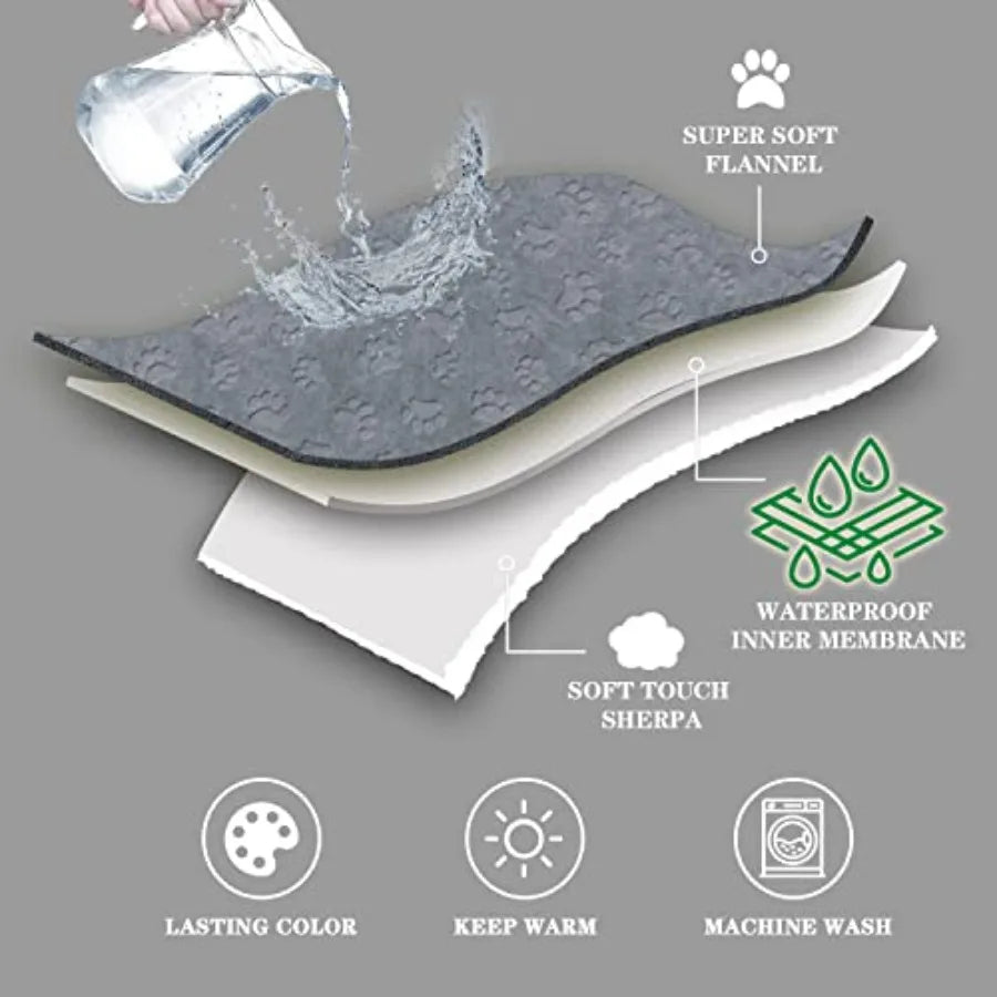 1 Pack 4 Dog Blankets for Small Dogs - 4 pcs Waterproof Dog Blanket Washable - Soft Sherpa Fleece Puppy Blanket for Kitten Dogg