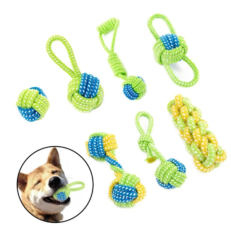 Mini Dog Toys Interactive Cotton Rope Chew Ball Toothbrush Puppy Toy for Teething Large Small Dogs Pet Accessories