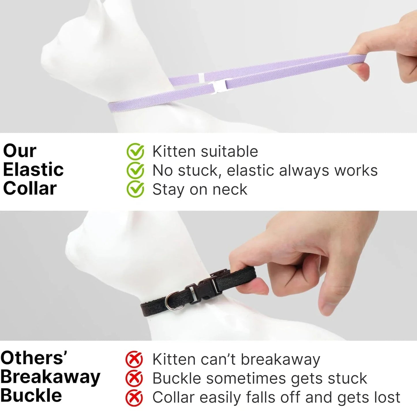 cute Safety Cat Collar Stretch Elastic Collars, Fashion Light Weight Kitten Collar for All Small Large Cat,Puppy Pet Accessories