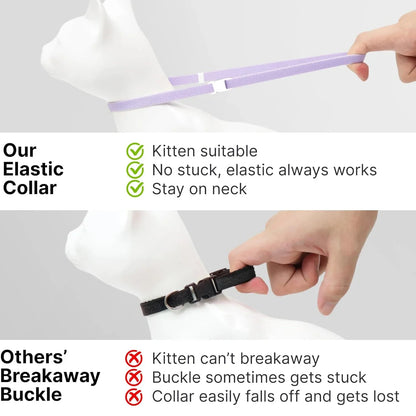 cute Safety Cat Collar Stretch Elastic Collars, Fashion Light Weight Kitten Collar for All Small Large Cat,Puppy Pet Accessories