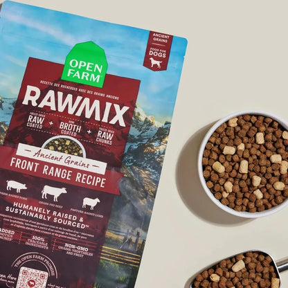 RawMix Dry Dog Food with Ancient Grains Protein-Packed Kibble Coated in Bone Broth with Freeze Dried Raw Chunks Beef Pork and L